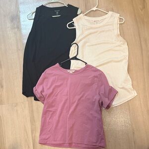 3 Athleta Black, White, and Pink Tops